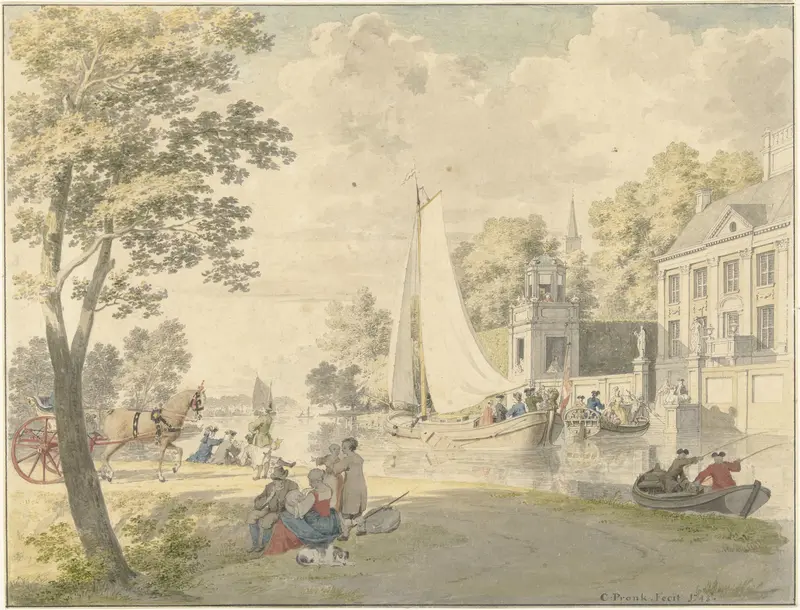 Zomers landtafereel met plezierschepen Wall Art by Unknown - High-Resolution Digital Print