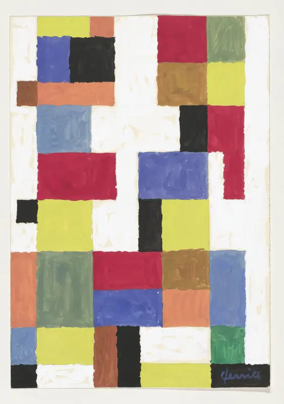 Zonder titel (abstracte compositie) Wall Art by Unknown - High-Resolution Digital Print