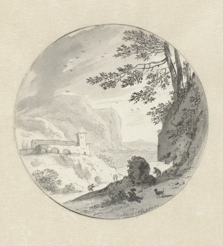 Zuidelijk berglandschap met een klooster in een vallei Wall Art by Hendrik van der Straaten - High-Resolution Digital Print
