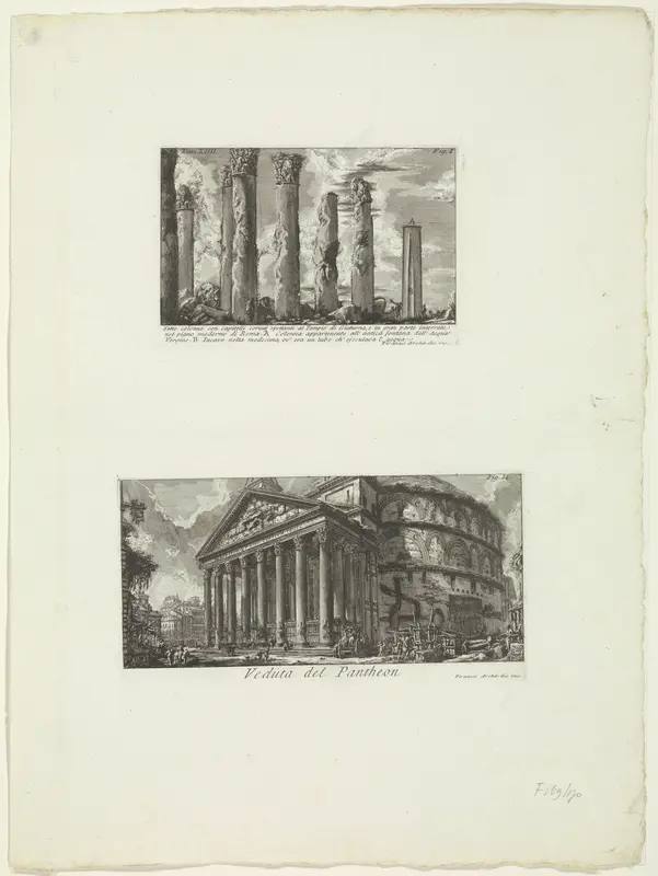 Zuilen van de Tempel van Juturna en het Pantheon te Rome Wall Art by Unknown - High-Resolution Digital Print