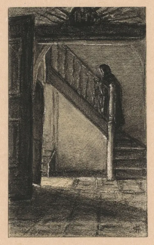 Zuster Buonaventura in het trapportaal van het hospitaal te Kleef Wall Art by Carel Nicolaas Storm van 's-Gravesande - High-Resolution Digital Print