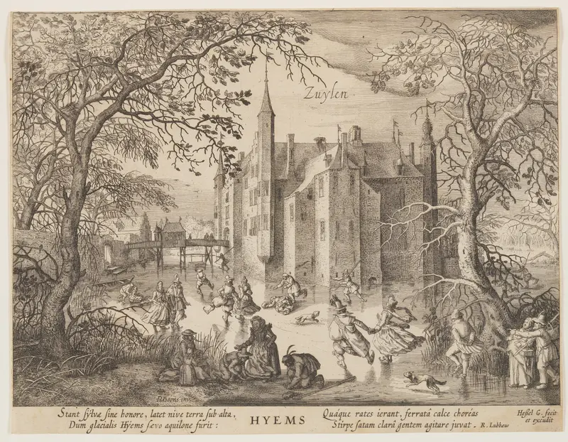 Zuylen - Winter, from The Seasons, View of Castles in the Vicinity of Amsterdam Wall Art by Hessel Gerritsz - High-Resolution Digital Print