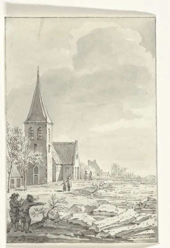 Zware ijsgang in de Waal, 23 januari 1789 Wall Art by Jacobus Buys - High-Resolution Digital Print