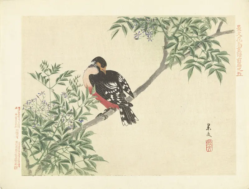 Zwart-rode vogel Wall Art by Aoki Kôsaburô - High-Resolution Digital Print