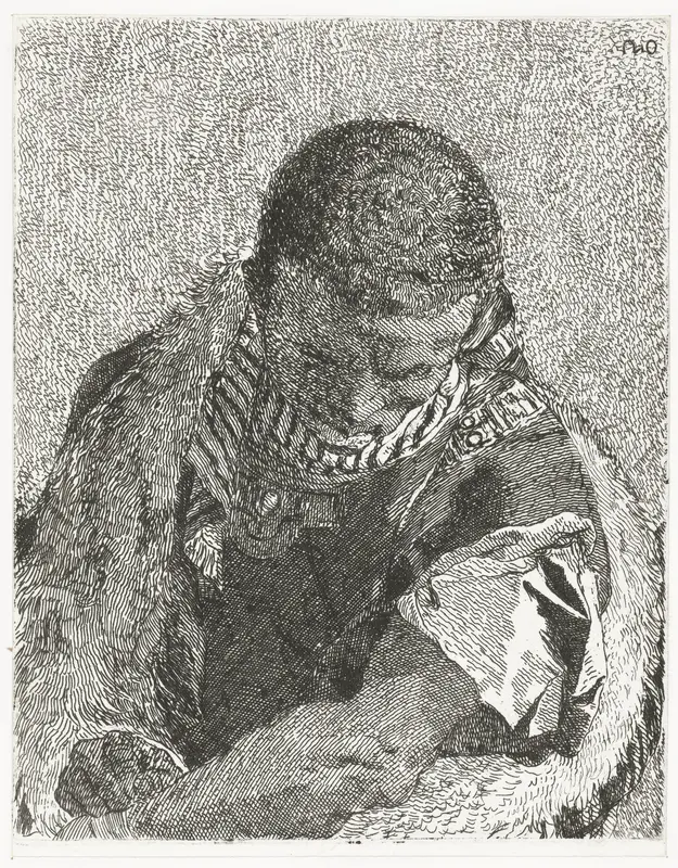 Zwarte jongen met gebogen hoofd Wall Art by Giovanni Domenico Tiepolo - High-Resolution Digital Print