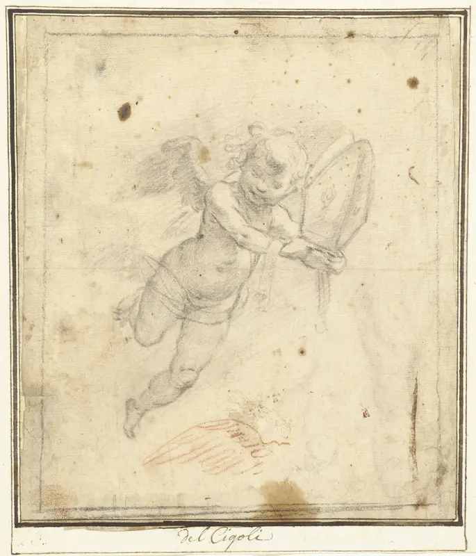 Zwevende engel en een vleugel Wall Art by Bernardino Poccetti - High-Resolution Digital Print