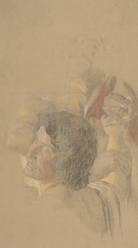 A Male And A Female Figures Study For Golgotha Wall Art by Otto Greiner - High-Resolution Digital Print