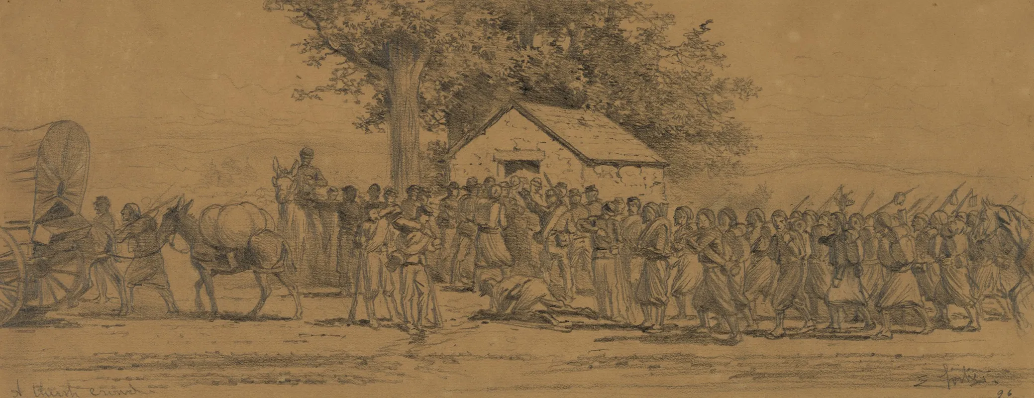 A Thirsty Crowd Wall Art by Edwin Forbes - High-Resolution Digital Print