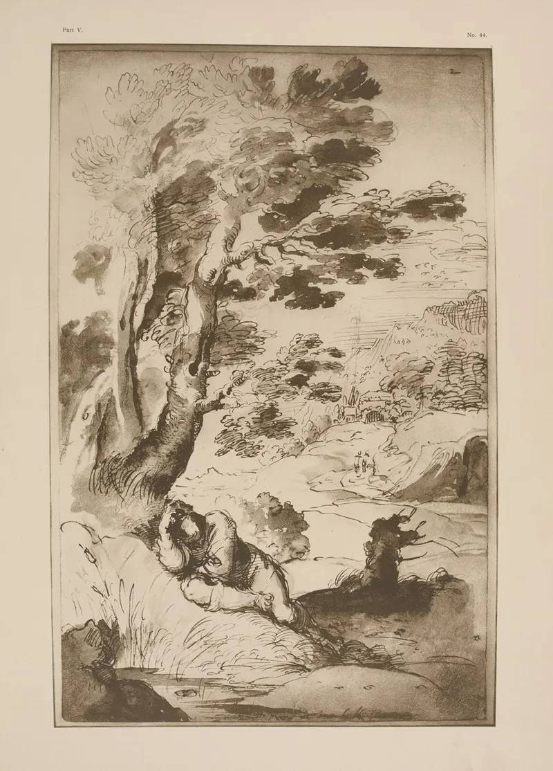 Annibale Carracci Man Sleeping On Bank Of Pool Wall Art by P. & D. Colnaghi - High-Resolution Digital Print