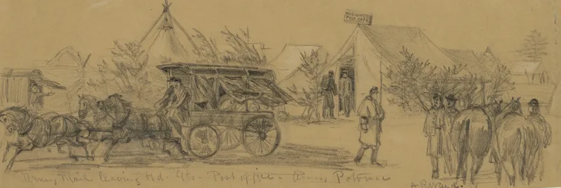 Army Mail Leaving Hd Qts Post Office Army Potomac Wall Art by Alfred Rudolph Waud - High-Resolution Digital Print