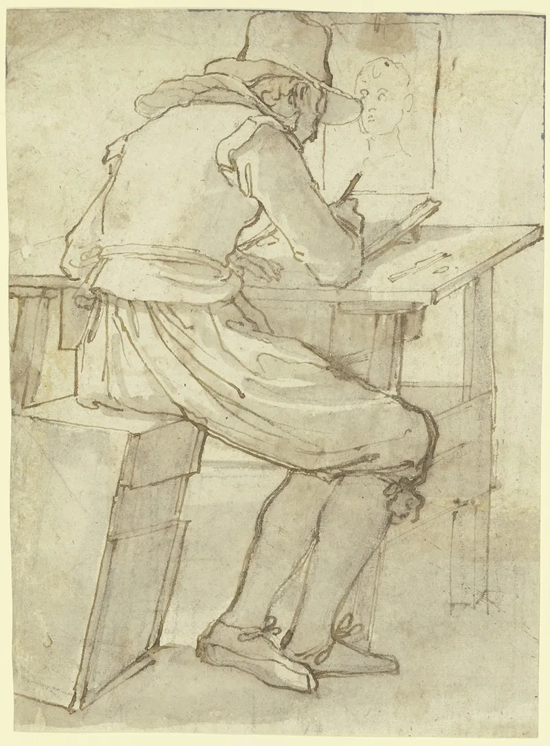 Artist At The Drawing Table Wall Art by Jacopo da Empoli - High-Resolution Digital Print