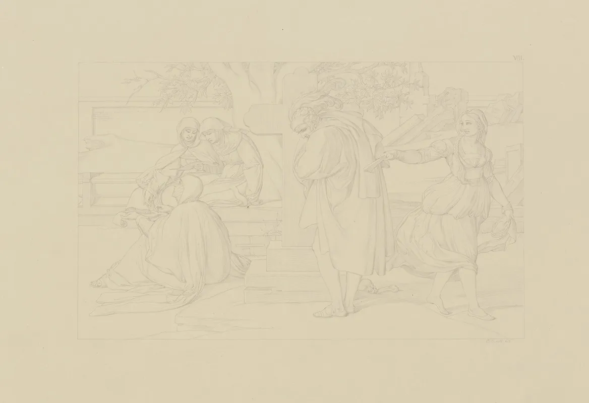 Aus Dem Leben Eines Wustlings Viii Stelldichein Auf Dem Kirchhof Wall Art by Bonaventura Genelli - High-Resolution Digital Print