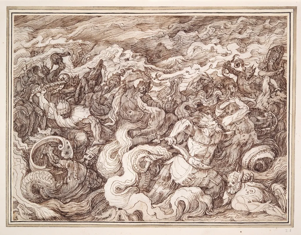 Battle Of The Tritons Wall Art by Master of the Egmont Albums - High-Resolution Digital Print