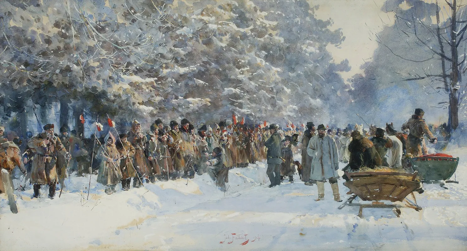 Battue A Hunt In Staszow Wall Art by Julian Falat - High-Resolution Digital Print