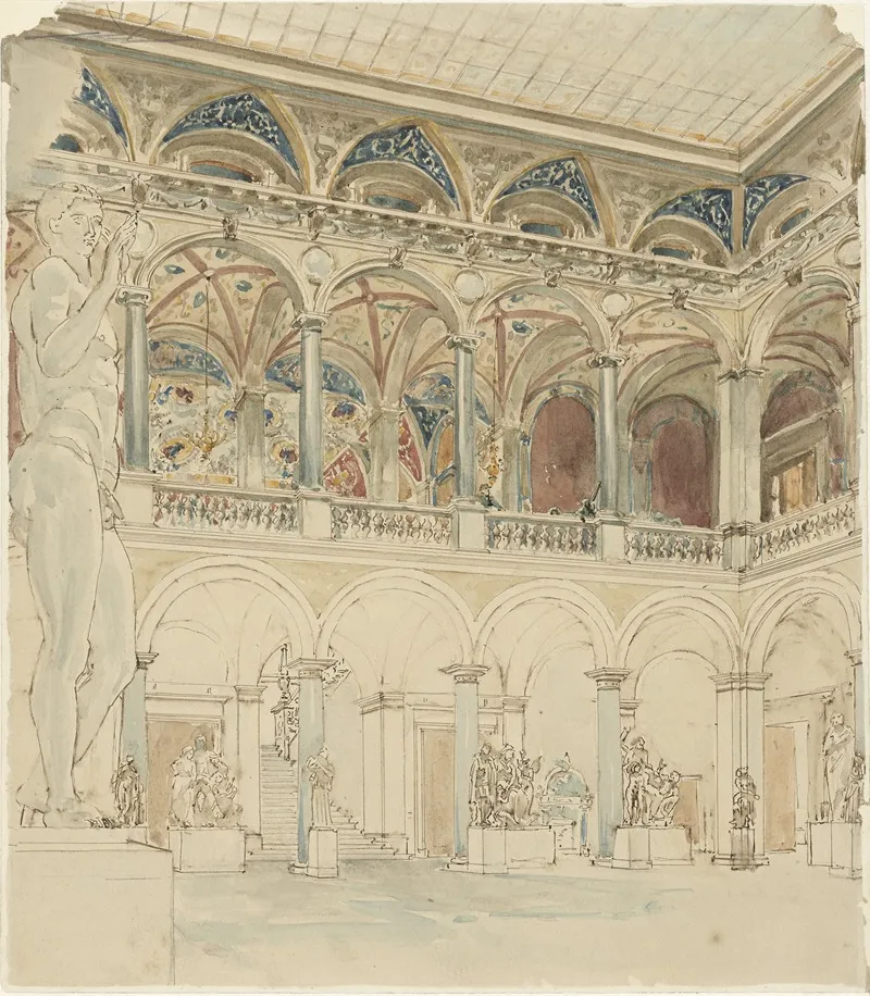 Binnenplaats Van De Ecole Des Beaux Arts Te Parijs Wall Art by Wilhelm Cornelis Bauer - High-Resolution Digital Print