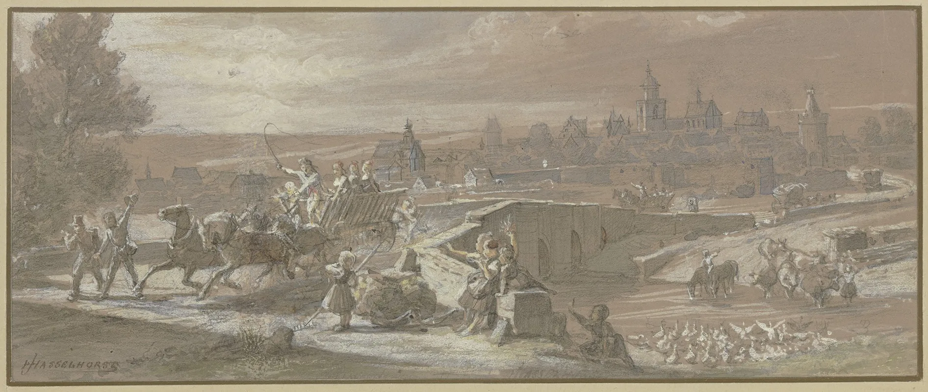 Blick Auf Alsfeld Von Der Hersfelder Brucke Wall Art by Johann Heinrich Hasselhorst - High-Resolution Digital Print