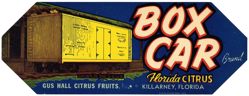 Box Car Brand Florida Citrus Label Wall Art by Anonymous - High-Resolution Digital Print