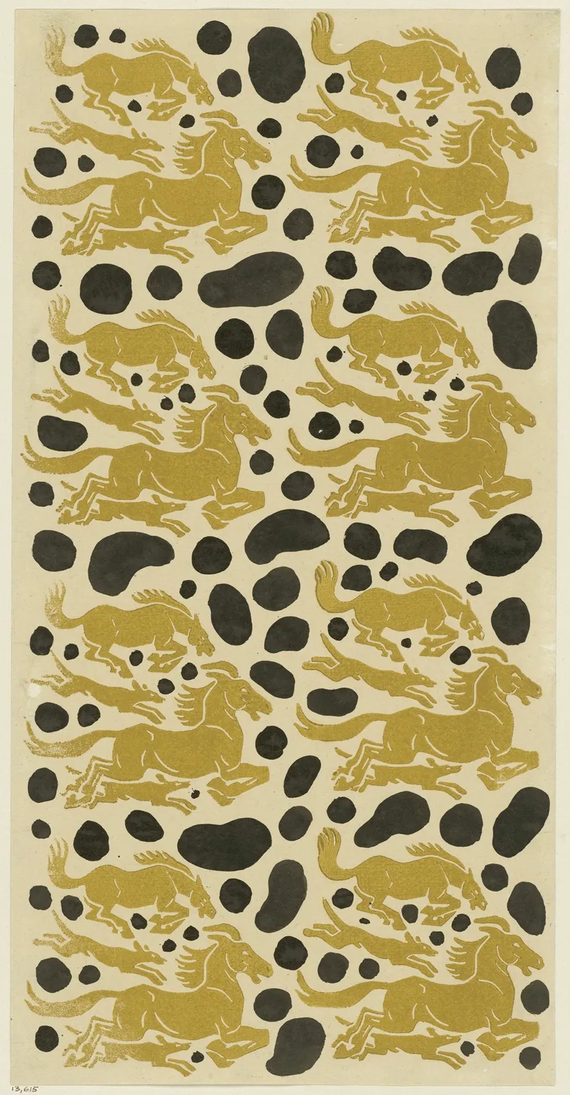 Buntpapier Pferde Und Hunde Wall Art by Maria von Uchatius - High-Resolution Digital Print