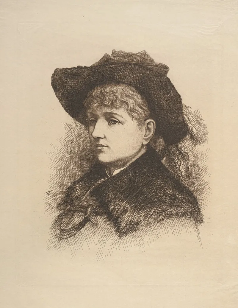 Bust Portrait Of Woman Wearing Hat And Fur Collar Coat Wall Art by Thomas Nast - High-Resolution Digital Print