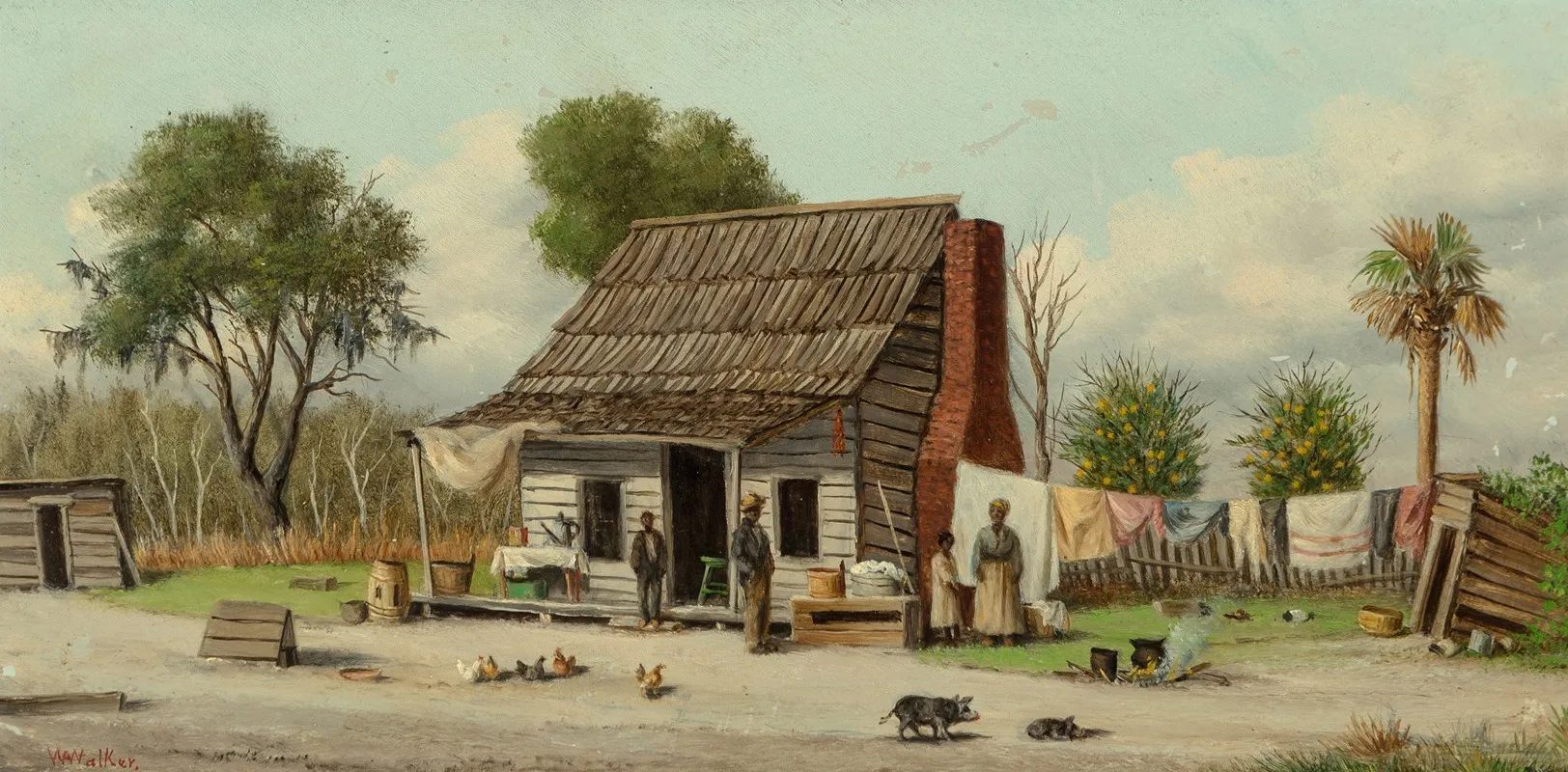 Cabin Scene Wall Art by William Aiken Walker - High-Resolution Digital Print