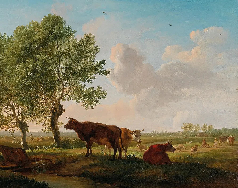 Cattle In The Meadow Wall Art by Balthasar Paul Ommeganck - High-Resolution Digital Print