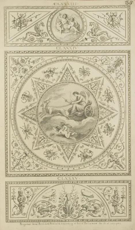 Central Design Of Moon Goddess Riding Stag Drawn Chariot Across The Sky Wall Art by Michael Angelo Pergolesi - High-Resolution Digital Print