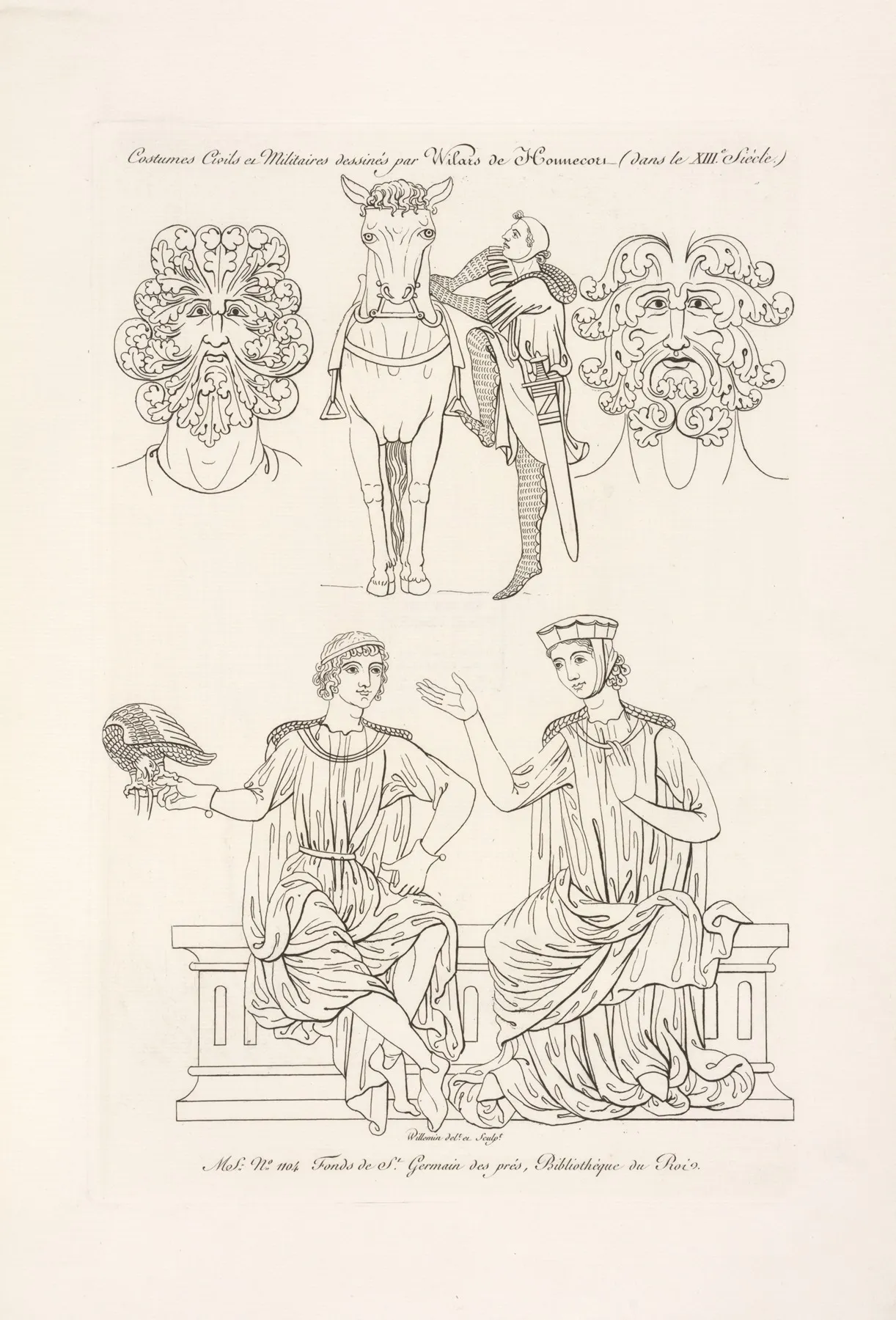 Costumes Civils Et Militaires Dessines Par Wilars De Honnecort Dans Le Xiiie Siecle Wall Art by Nicolas Xavier Willemin - High-Resolution Digital Print