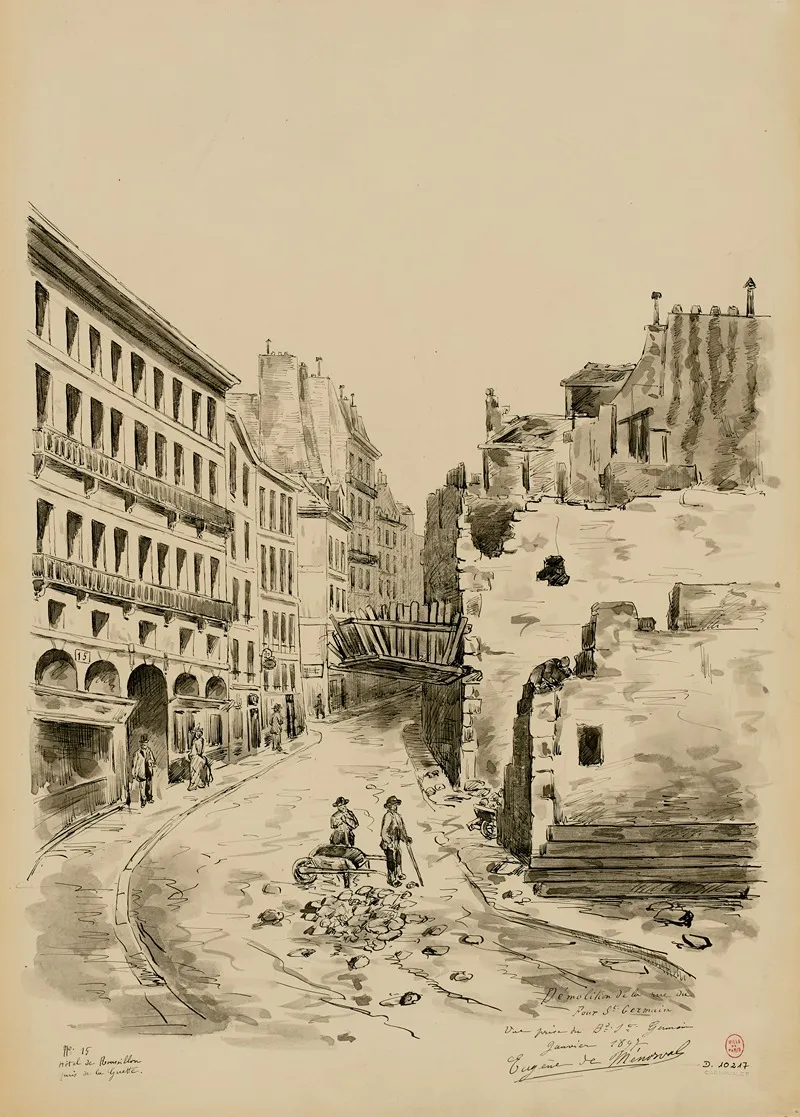 Demolition De La Rue Du Four Wall Art by Eugène de Ménorval - High-Resolution Digital Print
