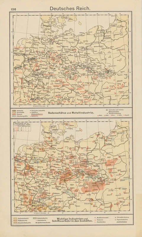 Deutsches reich Bodenschatze und metallindustrie wichtige industrien Wall Art by Carl Diercke - High-Resolution Digital Print