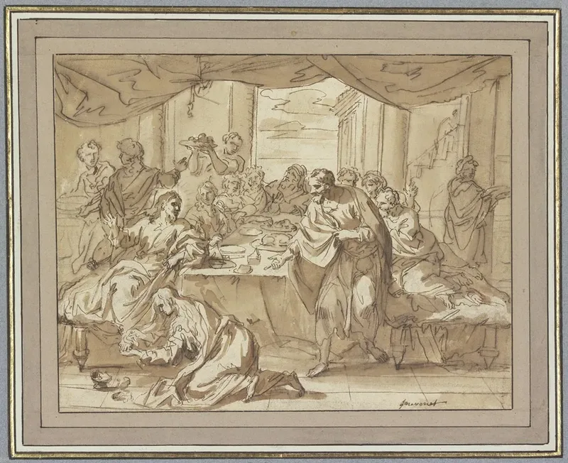 Die Fuswaschung Christi Durch Maria Magdalena Wall Art by Jean Jouvenet - High-Resolution Digital Print