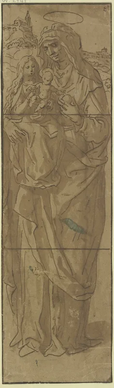 Die Heilige Anna Mit Der Das Christuskind Tragenden Maria Auf Dem Arm Wall Art by Maerten De Vos - High-Resolution Digital Print