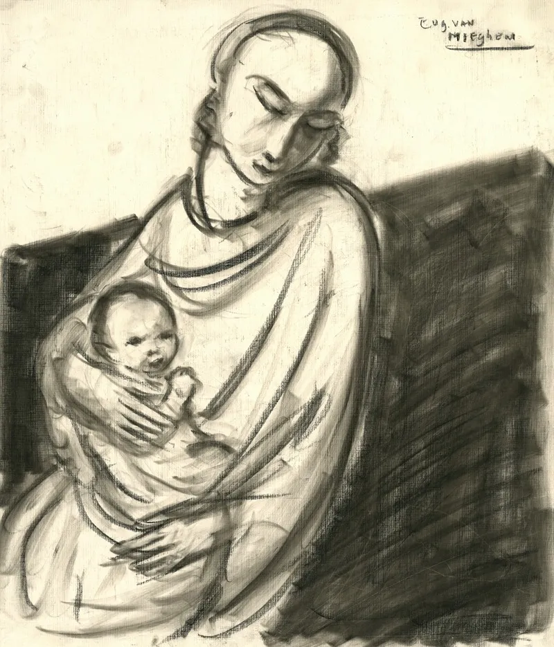 Een Moeder Met Een Kind Op Haar Schoot Wall Art by Eugeen Van Mieghem - High-Resolution Digital Print