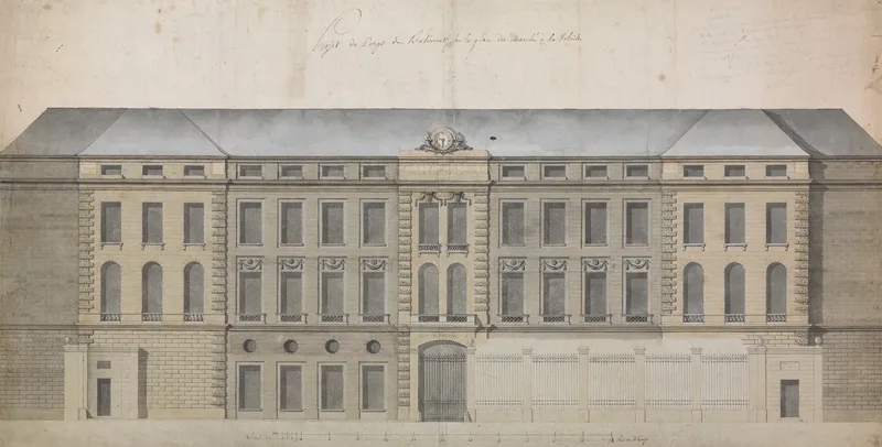 Elevation Of The Facade Of The Marche A La Volaille Quai Des Grands Augustins Paris Wall Art by Célestin-Joseph Happe - High-Resolution Digital Print