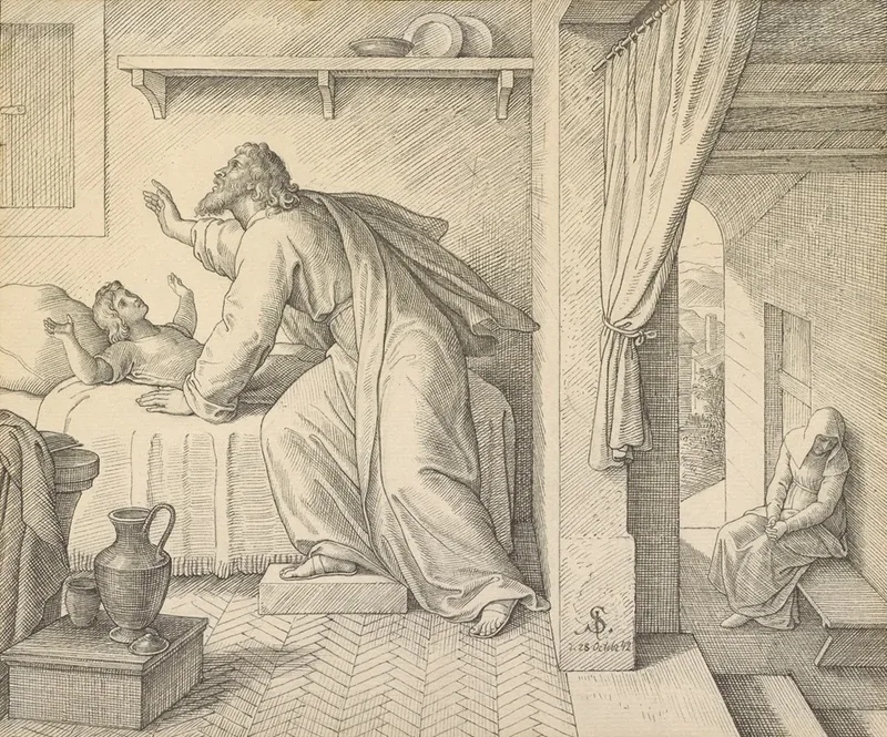 Elijah Revives The Son Of The Widow Of Zarephath Wall Art by Julius Schnorr von Carolsfeld - High-Resolution Digital Print