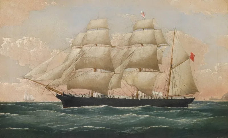 Englische Bark Mary Evans Vor Steilkuste Wall Art by Frederick J. Tudgay - High-Resolution Digital Print