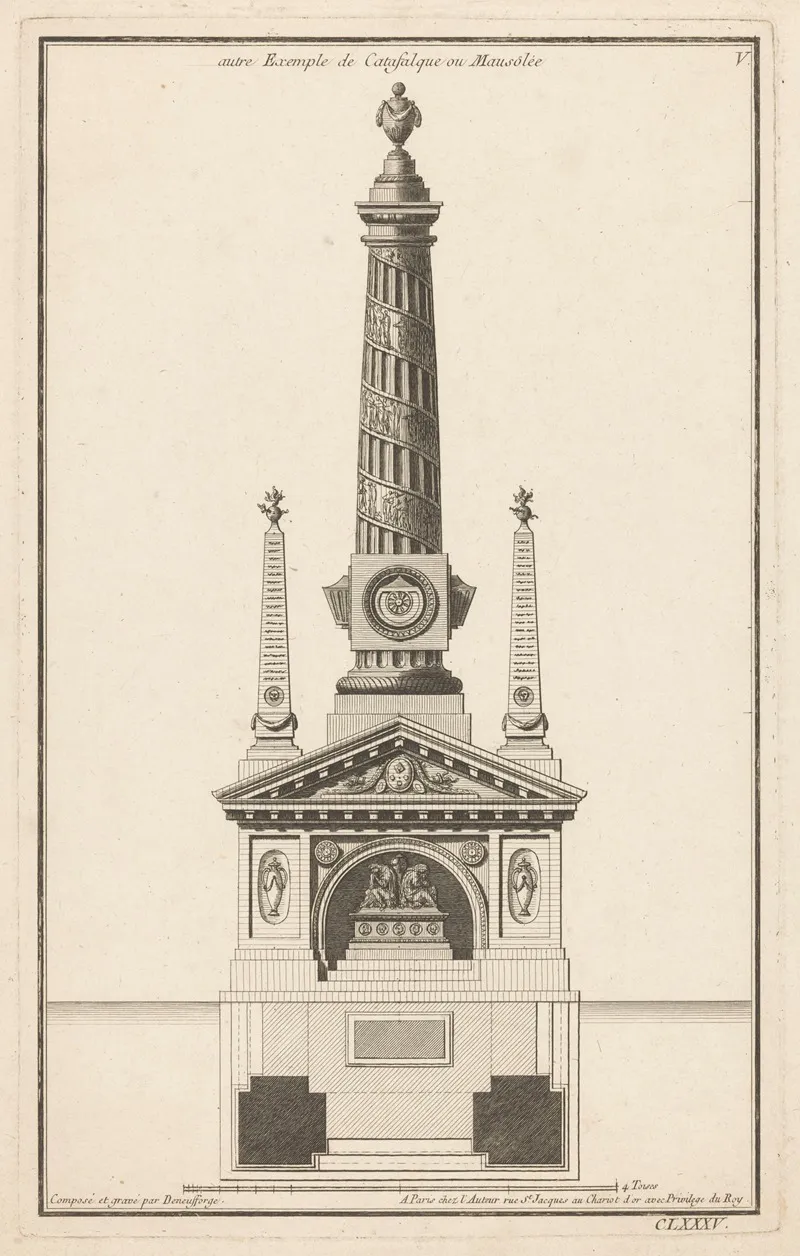 Exemple De Catafalque Ou Mausolee 2 Wall Art by Jean François de Neufforge - High-Resolution Digital Print