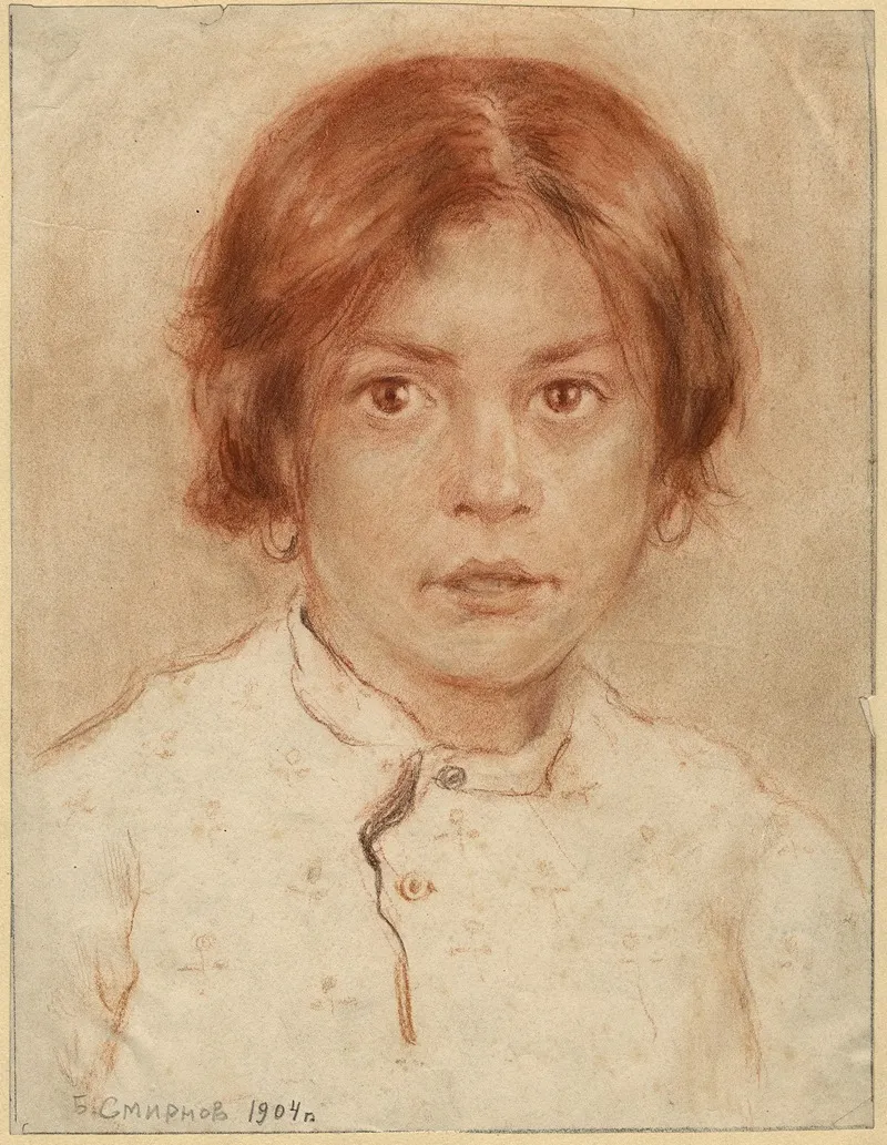 Female Pupil At The Irkutsk School Wall Art by Boris Vasilievich Smirnov - High-Resolution Digital Print