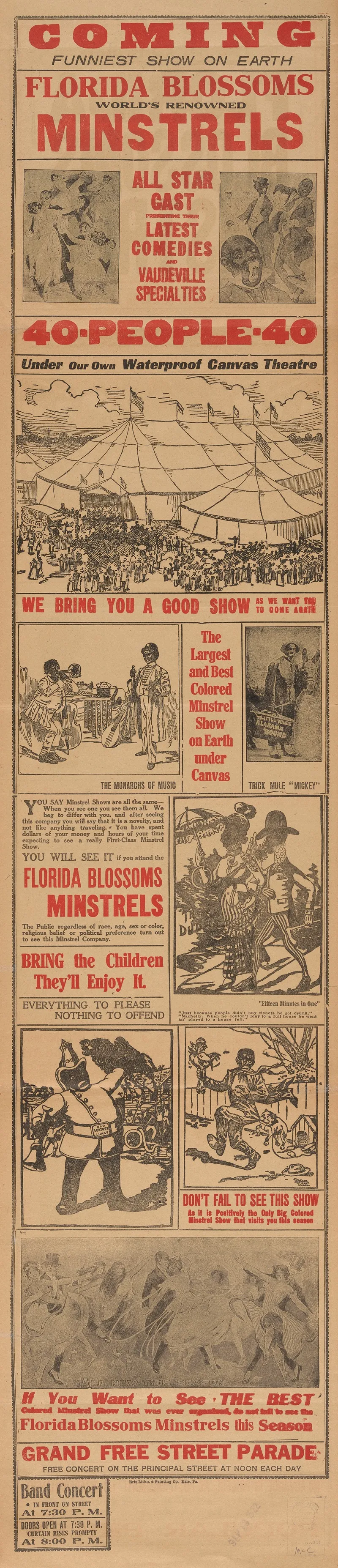 Florida Blossoms Minstrels 40 People 40 Wall Art by Erie Litho Co. - High-Resolution Digital Print