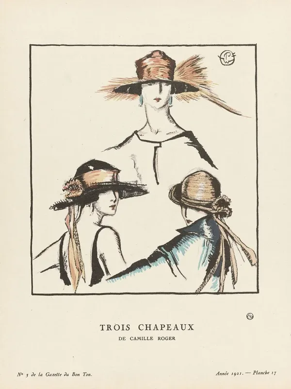 Gazette Du Bon Ton Trois Chapeaux De Camille Roger 2 Wall Art by Porter Woodruff - High-Resolution Digital Print