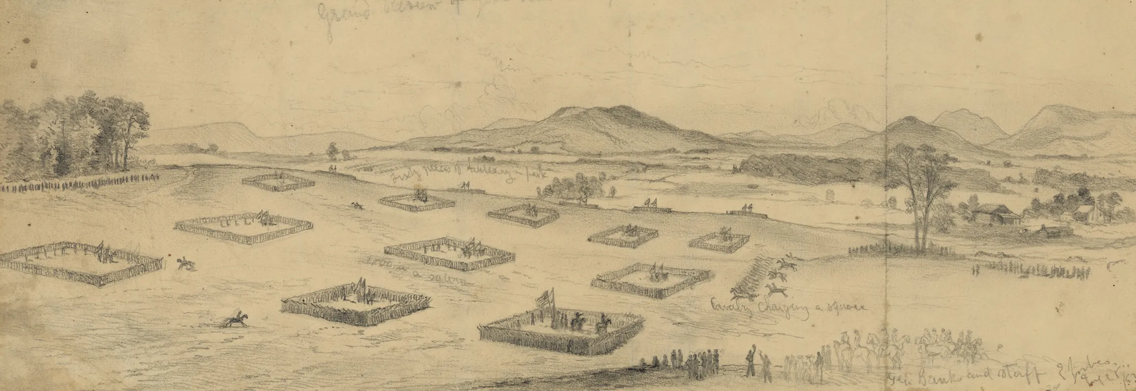 Grand Review Of Gen N P Bankss Corps At Little Washington Va Wall Art by Edwin Forbes - High-Resolution Digital Print