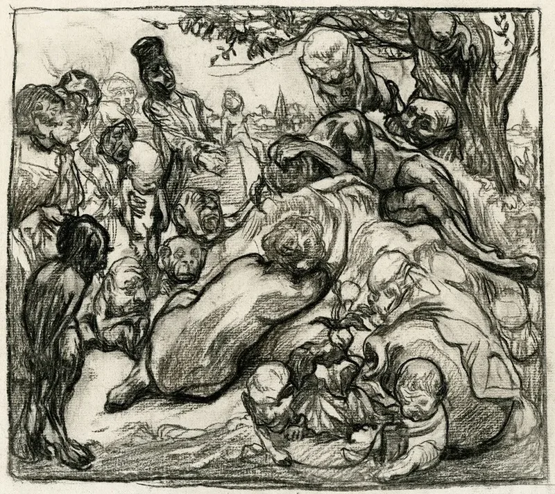Groep Figuren Onder Een Boom Wall Art by Johannes Josephus Aarts - High-Resolution Digital Print