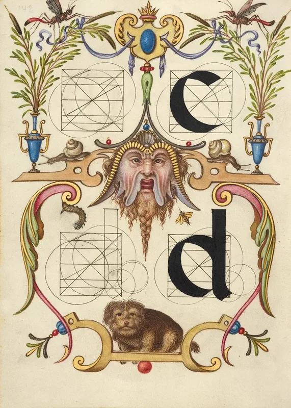 Guide For Constructing The Letters C And D Wall Art by Joris Hoefnagel - High-Resolution Digital Print