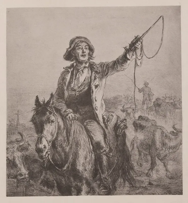 Herdsman Driving Cattle 2 Wall Art by Felix Octavius Carr Darley - High-Resolution Digital Print