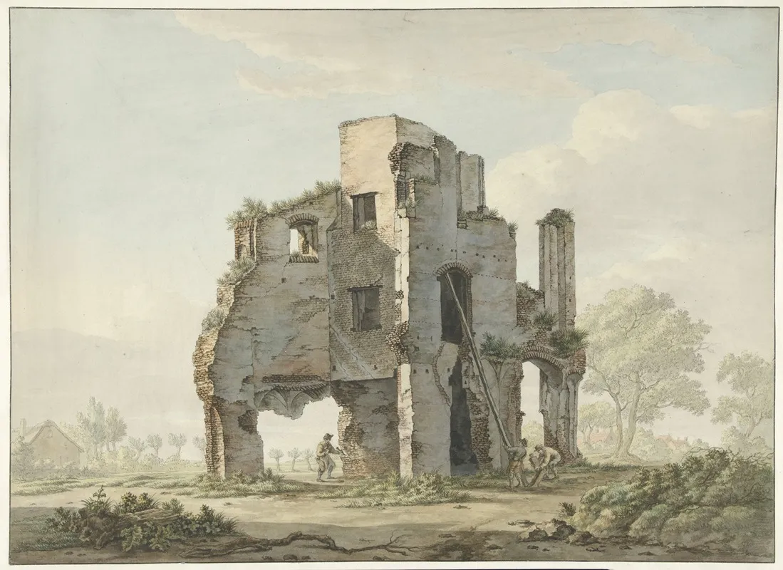 Het Afbreken Van De Ruine Van De Abdij Van Rijnsburg Wall Art by Jacob van Liender - High-Resolution Digital Print