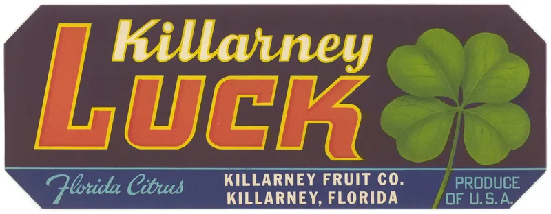 Killarney Luck Florida Citrus Label Wall Art by Anonymous - High-Resolution Digital Print
