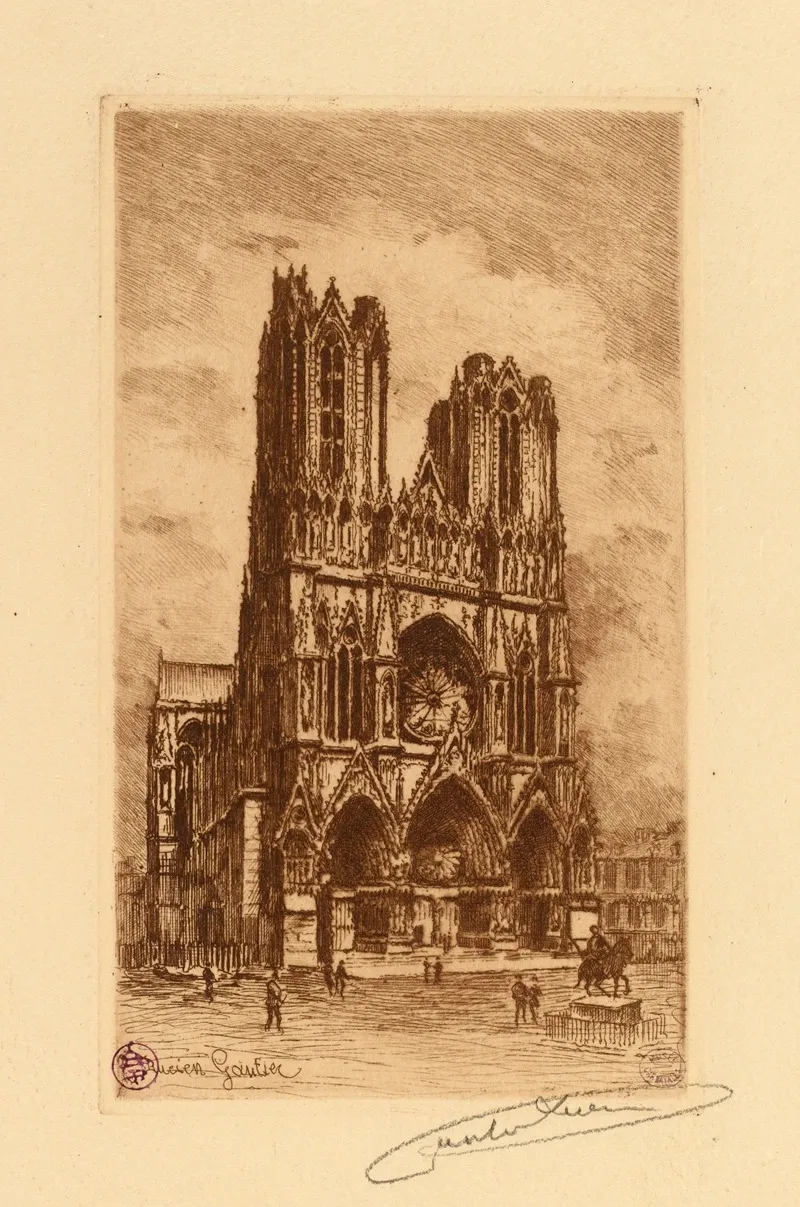 La Cathedrale De Reims 3 Wall Art by Lucien Marcelin Gautier - High-Resolution Digital Print