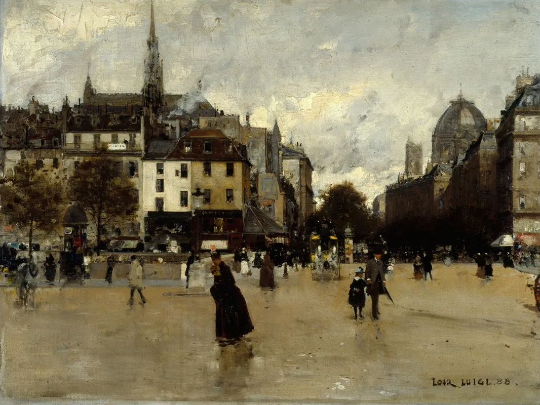 Le Boulevard Du Palais Vu De La Place Saint Michel Wall Art by Luigi Loir - High-Resolution Digital Print