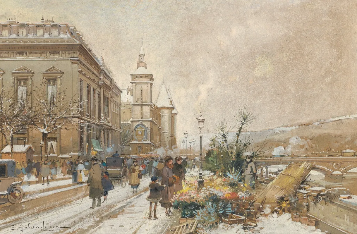 Le Marche Aux Fleurs 4 Wall Art by Eugène Galien-Laloue - High-Resolution Digital Print