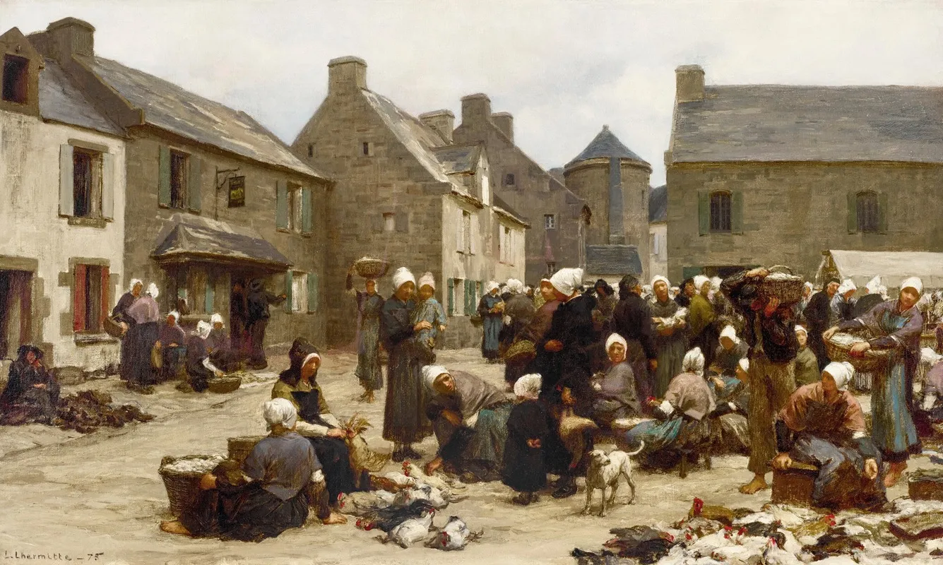 Le Marche De Ploudalmezeau Wall Art by Léon Augustin Lhermitte - High-Resolution Digital Print