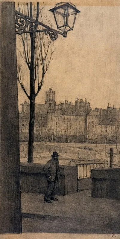 Le Quai De Lhotel De Ville Pris Du Quai Bourbon Wall Art by Eugène Béjot - High-Resolution Digital Print